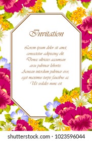 Frame of flowers. for card designs, greeting cards, birthday invitations, Valentine's day, party, holiday. Vector illustration