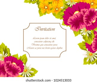Frame of flowers. for card designs, greeting cards, birthday invitations, Valentine's day, party, holiday. Vector illustration