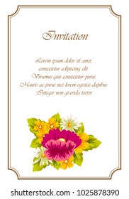 Frame of flowers. for card designs, greeting cards, birthday invitations, Valentine's day, party, holiday. Vector illustration