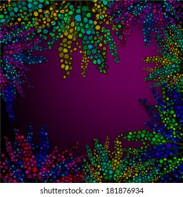 frame Flowers of circles against a dark background. vector