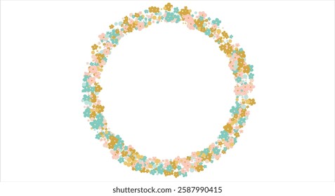 Frame of flowers and circles in gentle tones. Frame with space for your inscription. Floristic frame. Elements of nature. Vector illustration.