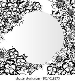 frame with flowers for congratulations, cards, price tags, flyers