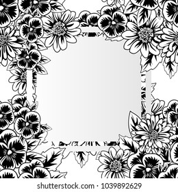 frame with flowers for congratulations, cards, price tags, flyers