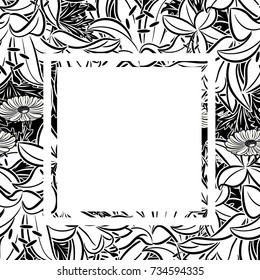 frame with flowers for congratulations, cards, price tags, flyers