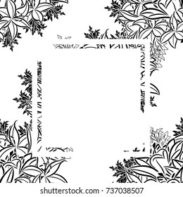 frame with flowers for congratulations, cards, price tags, flyers