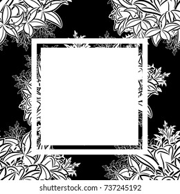 frame with flowers for congratulations, cards, price tags, flyers