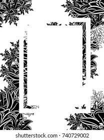 frame with flowers for congratulations, cards, price tags, flyers