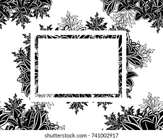 frame with flowers for congratulations, cards, price tags, flyers