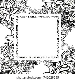 frame with flowers for congratulations, cards, price tags, flyers