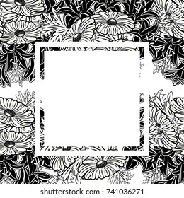 frame with flowers for congratulations, cards, price tags, flyers