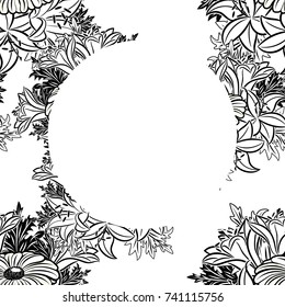frame with flowers for congratulations, cards, price tags, flyers