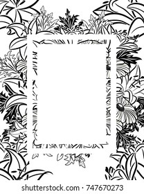 frame with flowers for congratulations, cards, price tags, flyers