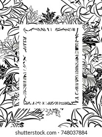 frame with flowers for congratulations, cards, price tags