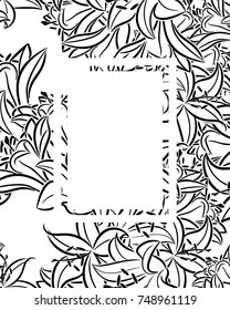 frame with flowers for congratulations, cards, price tags, flyers
