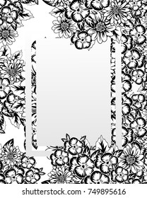 frame with flowers for congratulations, cards, price tags, flyers