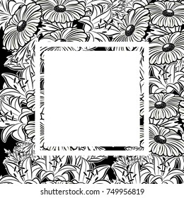 frame with flowers for congratulations, cards, price tags, flyers