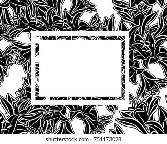 frame with flowers for congratulations, cards, price tags, flyers