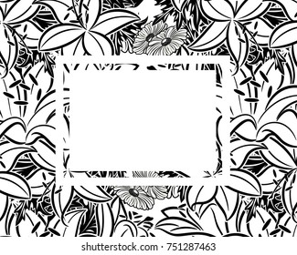 frame with flowers for congratulations, cards, price tags, flyers