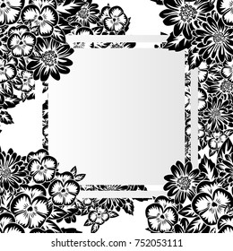 frame with flowers for congratulations, cards, price tags, flyers