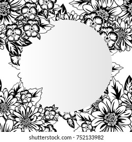 frame with flowers for congratulations, cards, price tags, flyers