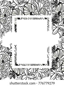 frame with flowers for congratulations, cards, price tags, flyers