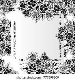 frame with flowers for congratulations, cards, price tags, flyers