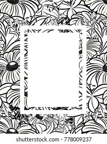 frame with flowers for congratulations, cards, price tags, flyers
