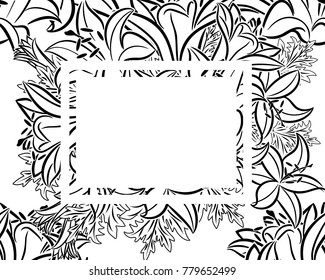 frame with flowers for congratulations, cards, price tags, flyers