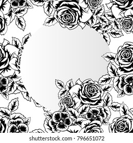 frame with flowers for congratulations, cards, price tags, flyers