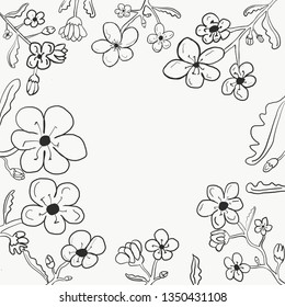 Frame of flowers. Copy space. Vector illustration. Place for text 