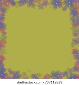 frame of flowers with a dark yellow background