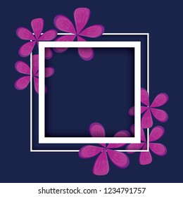frame with flowers decorative