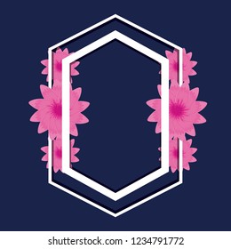 frame with flowers decorative