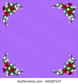 Frame with flowers. Decorative element for design of books, printed materials, invitation for a wedding or a celebration, for albums.