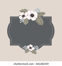 Frame with flowers. Decorative elements for design. Anemone.