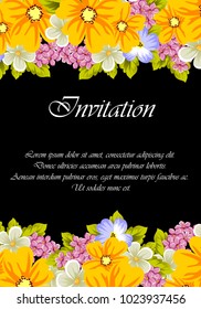 Frame of flowers for design postcards, cards, invitations, greeting cards for birthday, Valentine's day, wedding, party, holiday. Vector illustration