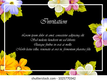 Frame of flowers for design postcards, cards, invitations, greeting cards for birthday, Valentine's day, wedding, party, holiday. Vector illustration