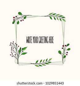 Frame with flowers elements. Vector illustration. Gentle floral frame with flowers and leaves. Spring floral frame.