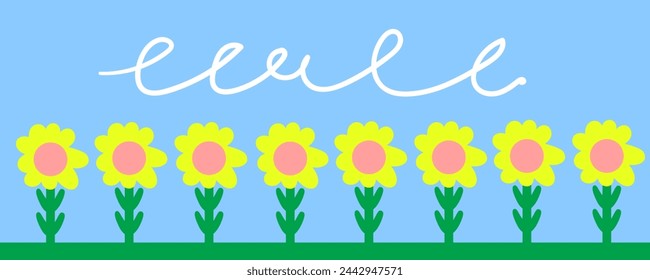 frame with flowers in flat style for text in vector. template for design sticker poster banner backdrop background paper