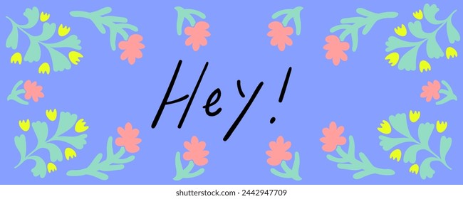 frame with flowers in flat style for text in vector. template for design sticker poster banner backdrop background paper