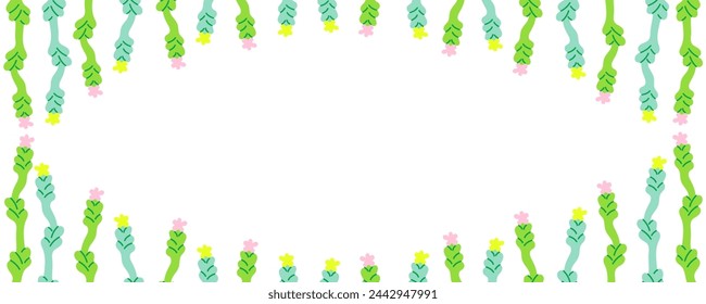 frame with flowers in flat style for text in vector. template for design sticker poster banner backdrop background paper