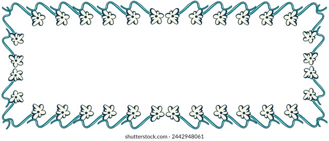 frame with flowers in flat style for text in vector. template for design sticker poster banner backdrop background paper