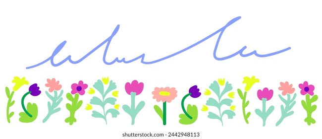 frame with flowers in flat style for text in vector. template for design sticker poster banner backdrop background paper