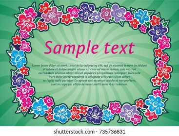 Frame of flowers, Flower Background Vector, Retro beautiful flower frame