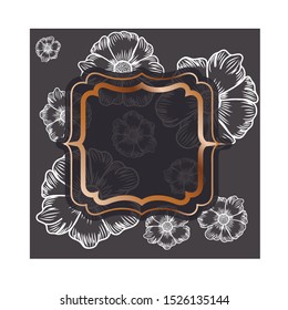 frame with flowers isolated icon vector illustration design