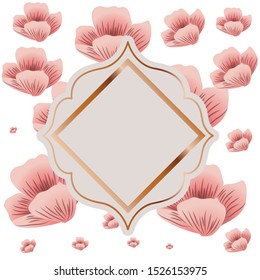 frame with flowers isolated icon vector illustration design