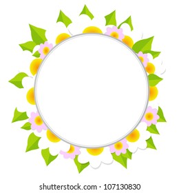 Frame With Flowers, Isolated On White Background, Vector Illustration