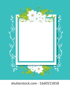 Rahmen mit Blumen und Blattdekoration Vektorillustration Design