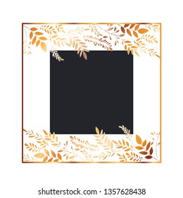 frame with flowers and leafs golden