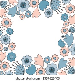 frame with flowers and leafs icon